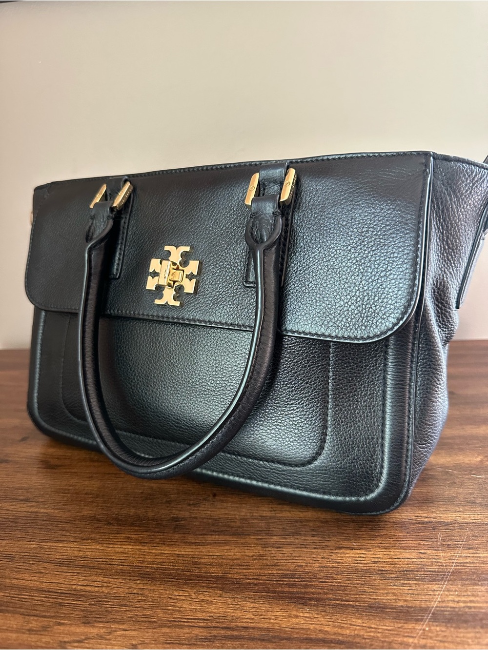 Tory Burch Mercer Black Leather Satchel